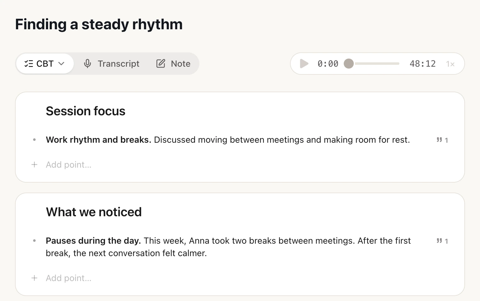 Editable notes. Sessio interface · All data is fictional